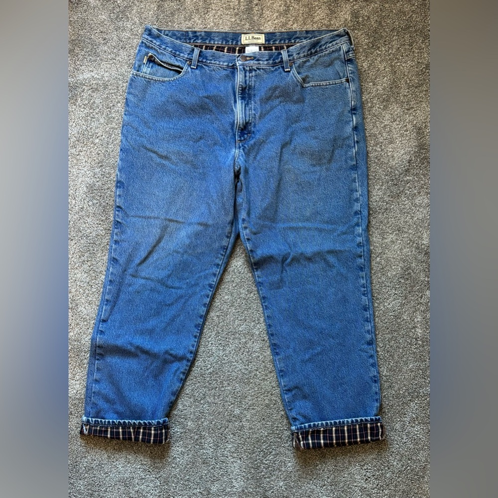 L.L. Bean Relaxed cotton lined Blue Jeans Classic Denim